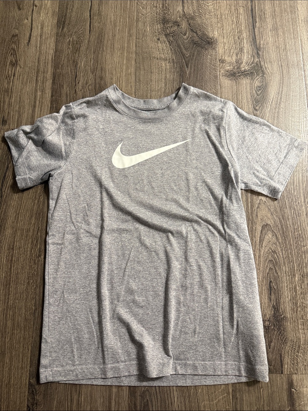 Nike boys youth  Grey Tee with White Swoosh